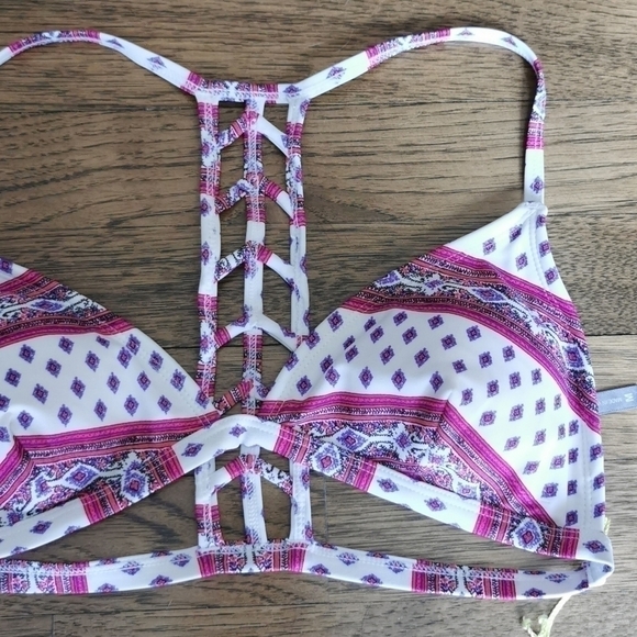 La Hearts Bikini Top Racerback Boho Print New Medium - Picture 4 of 5